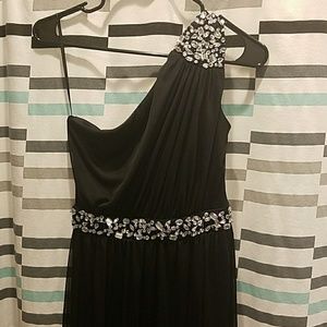 Black embellished event gown